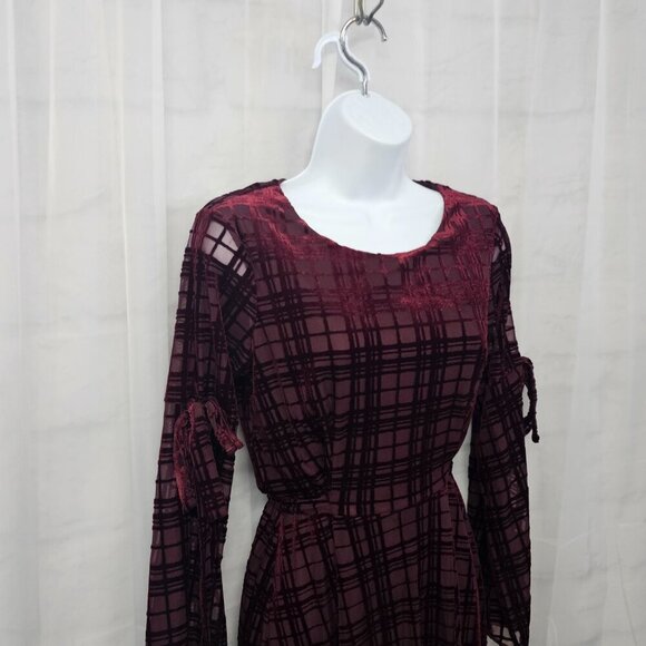 LC Lauren Conrad Burgundy Purple Velour Goth Boho Dress Sheer Fairy S - Picture 5 of 15